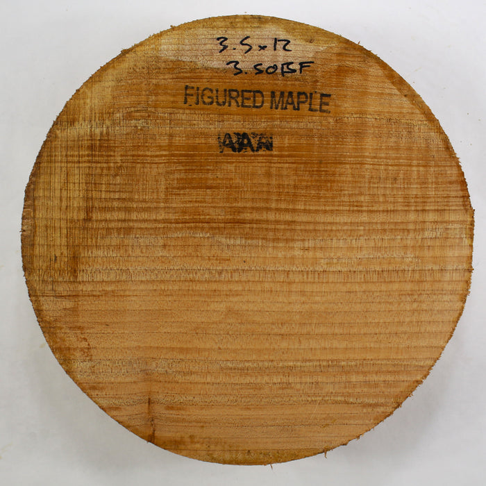 Maple Flame Round, 2A+ Figured, 12" x 3.5" Thick - Stock #40106