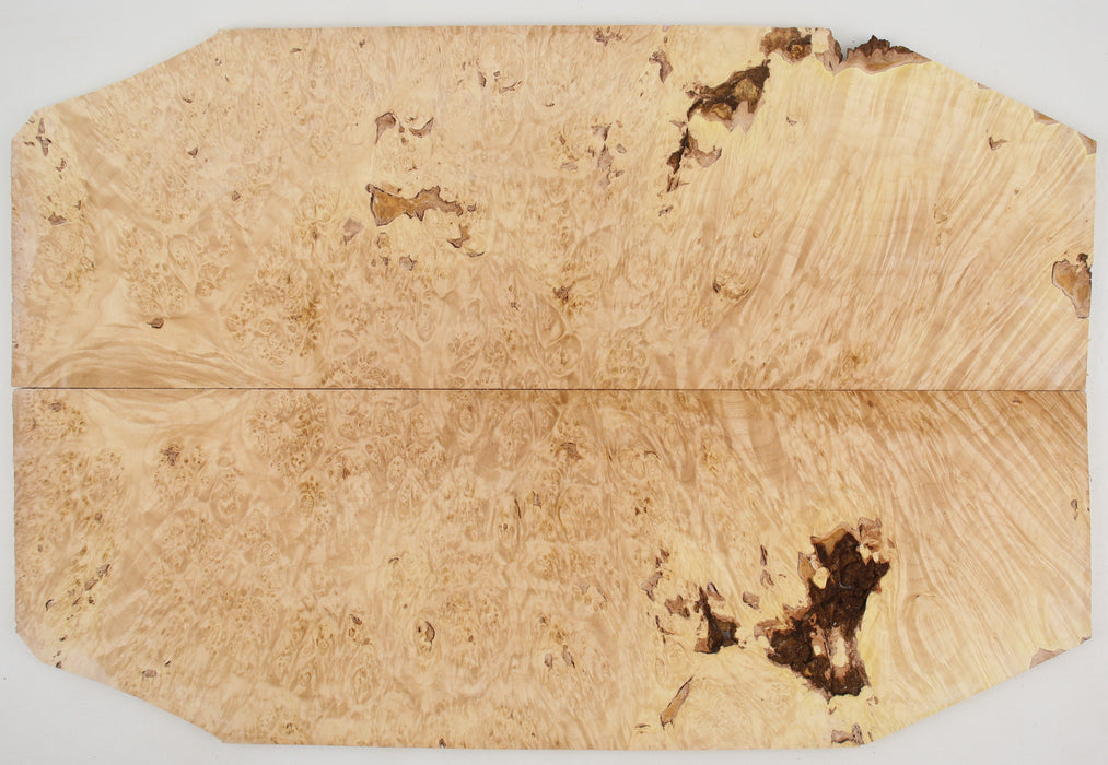 Maple Burl Guitar Set, 3A Highly Figured, 7.9mm (0.31") Thick - Stock #41162