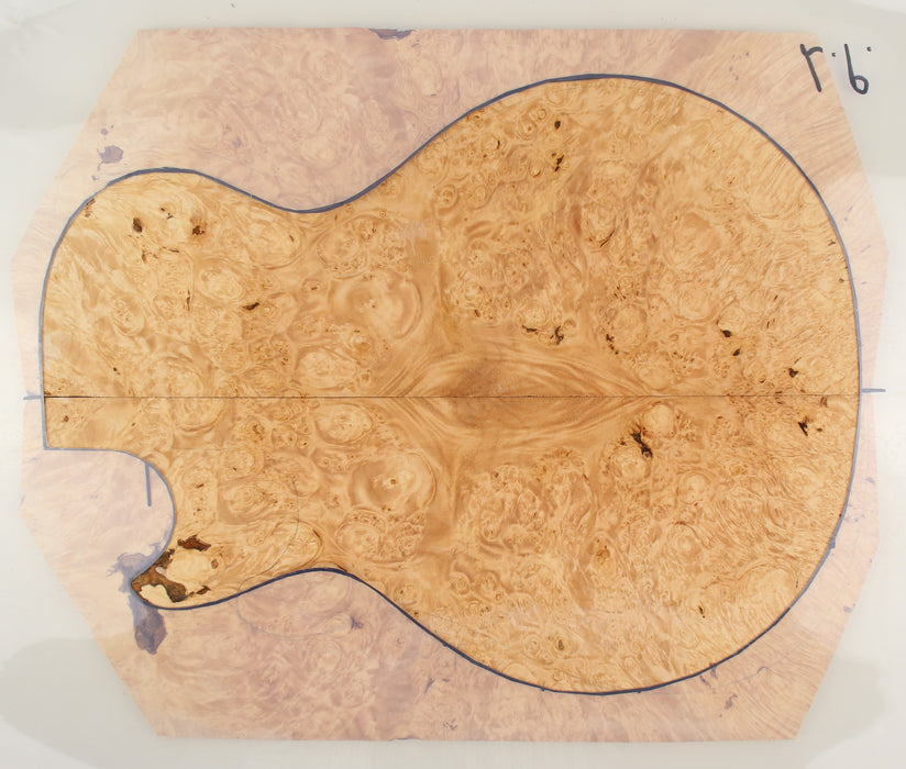 Maple Burl Guitar Set, 4A Highly Figured, 6.7mm (0.26") Thick - Stock #41166