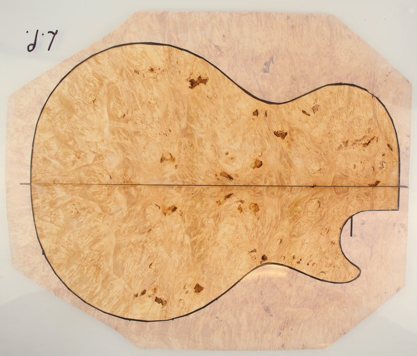 Maple Burl Guitar Set, 4A Highly Figured, 6.8mm (0.26") Thick - Stock #41169