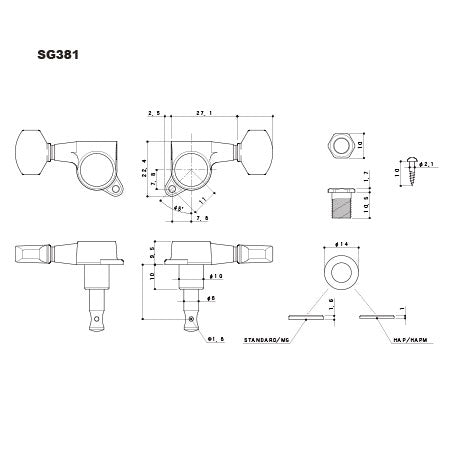 Gotoh SG381-C-07 Machine Heads for Electric & Acoustic Guitar (3L + 3R)