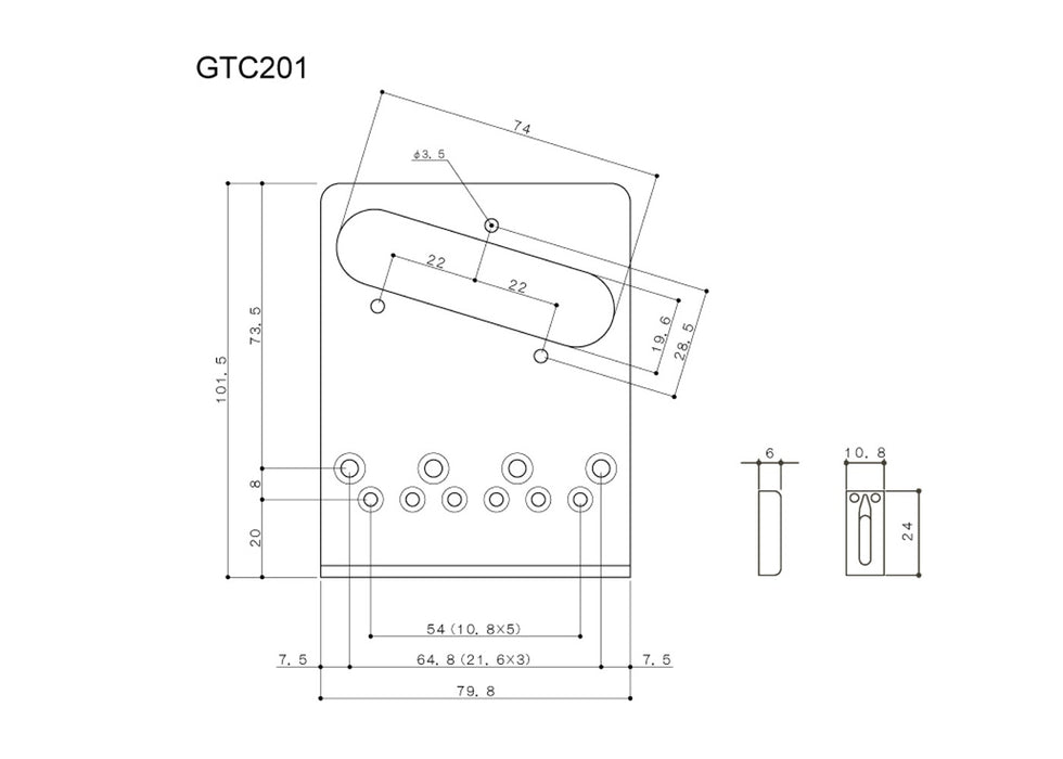 Gotoh GTC201 Hardtail Bridge for Telecaster Electric Guitar, Gold