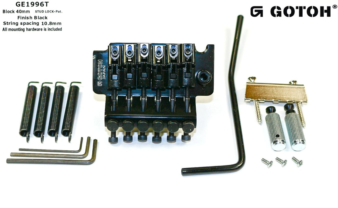 Gotoh GE1996T Licensed Floyd Rose Locking Tremolo Bridge with 40mm block, Black