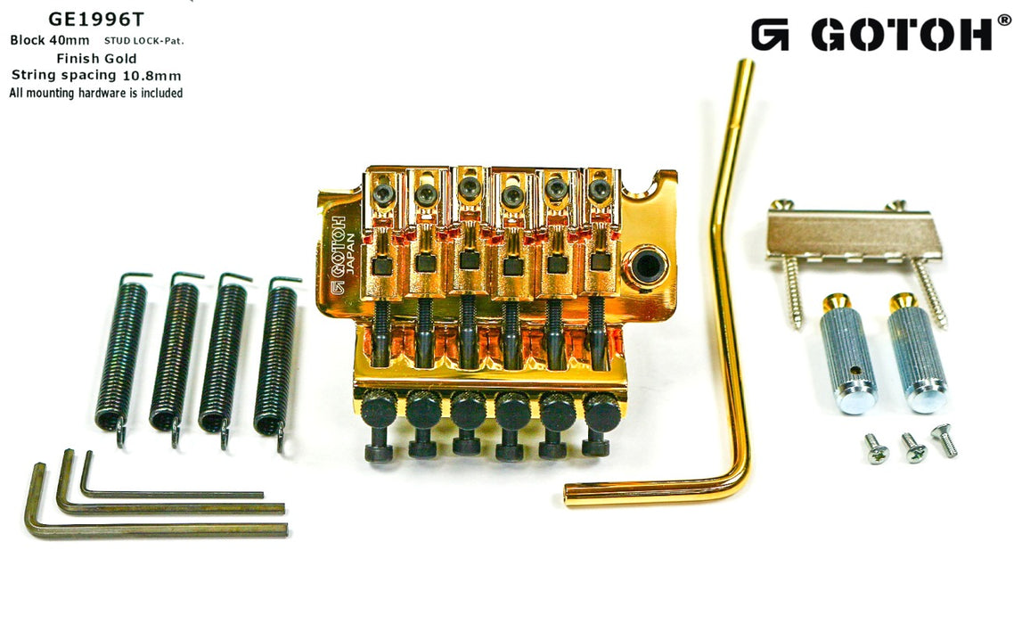 Gotoh GE1996T Licensed Floyd Rose Locking Tremolo Bridge with 40mm block, Gold