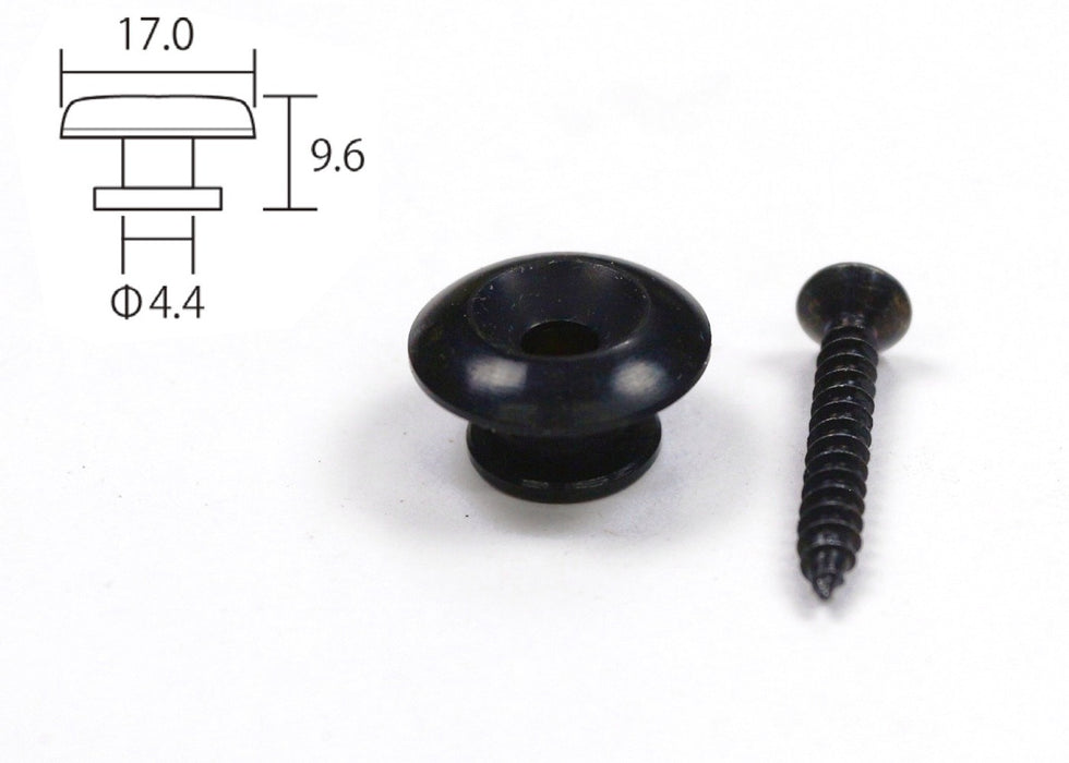 Strap button, with screw, Black