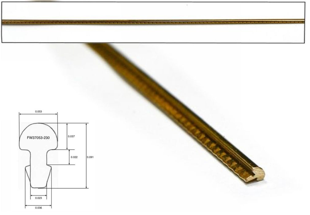 EVO Gold Fretwire - 600mm long, Crown: .053" x .037" (1.35 x .94 mm) .023" tang
