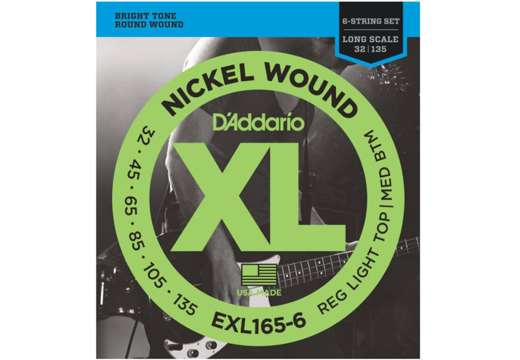 D'Addario EXL165-6 Nickel Wound Bass, Custom Light, 45-135, Long Scale